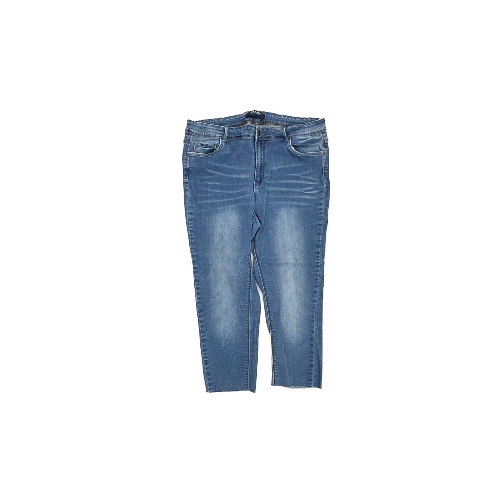 Wax Jean Cropped Jeans Womens 18 Blue Medium Wash Raw Hem High Rise